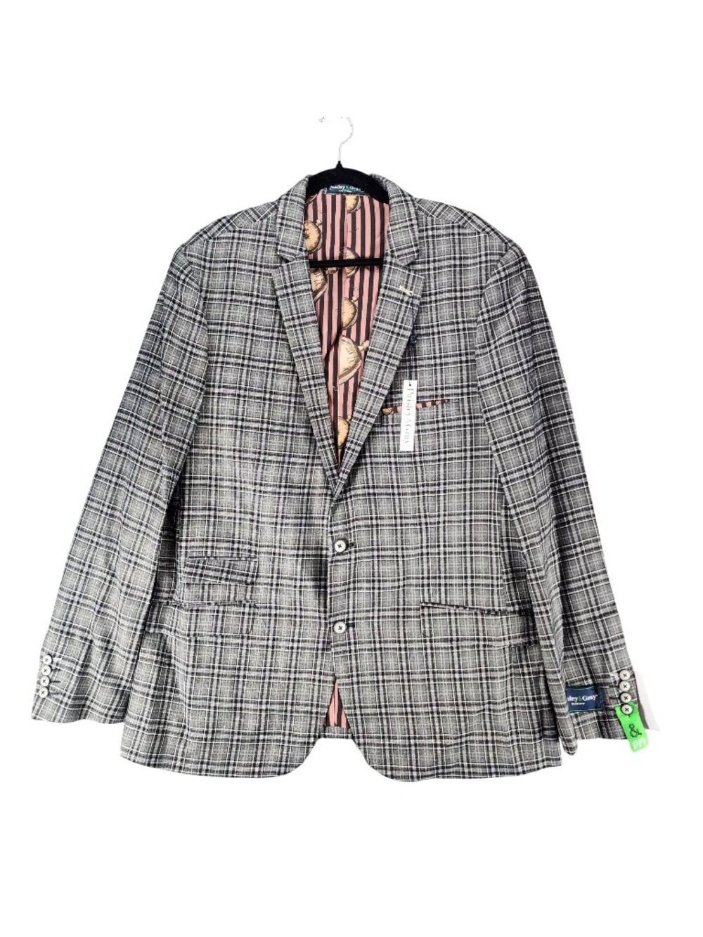 Paisley & Gray Suit Mens 48R Gray Plaid Slim Fit 2 Button Blazer *NWT*